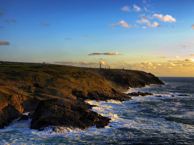 coastal cliffs at sunset