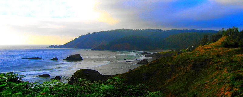 coastal cliffs at sunset