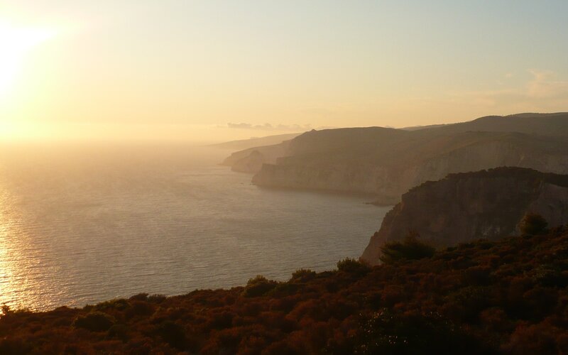 coastal cliffs at sunset