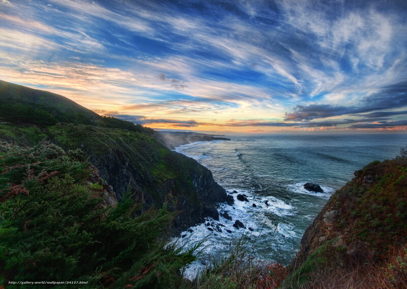 Coastal Cliffs at Sunset — Blue, Dramatic