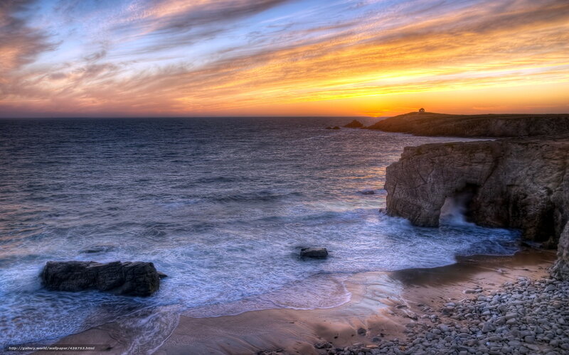 Coastal Cliffs at Sunset — Orange, Dramatic, Photograph, Ocean