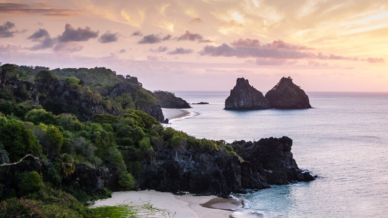 Coastal Cliffs at Sunset — Pink