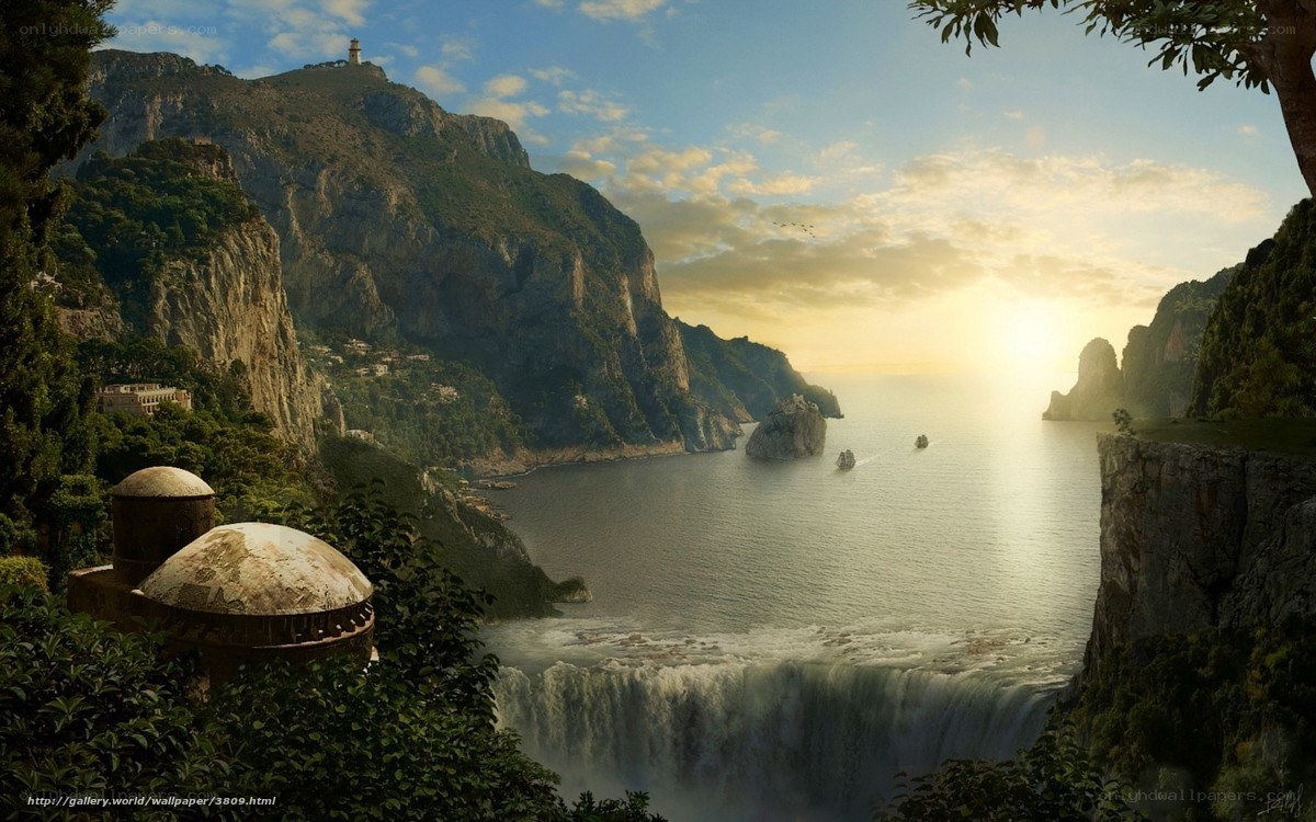 coastal cliffs at sunset