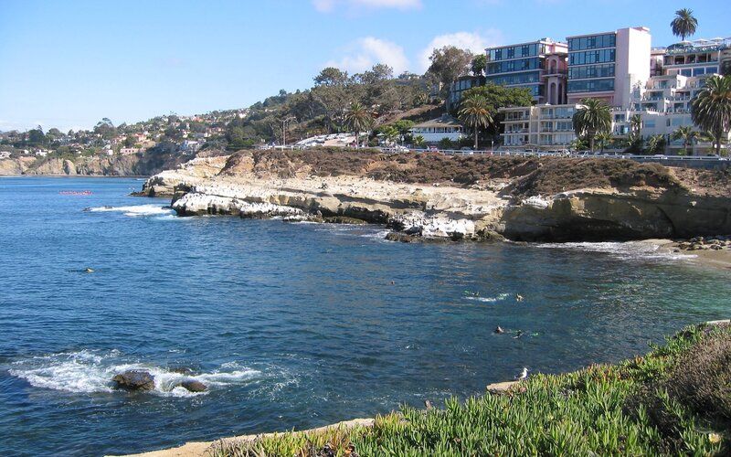 coastal cliffs with buildings