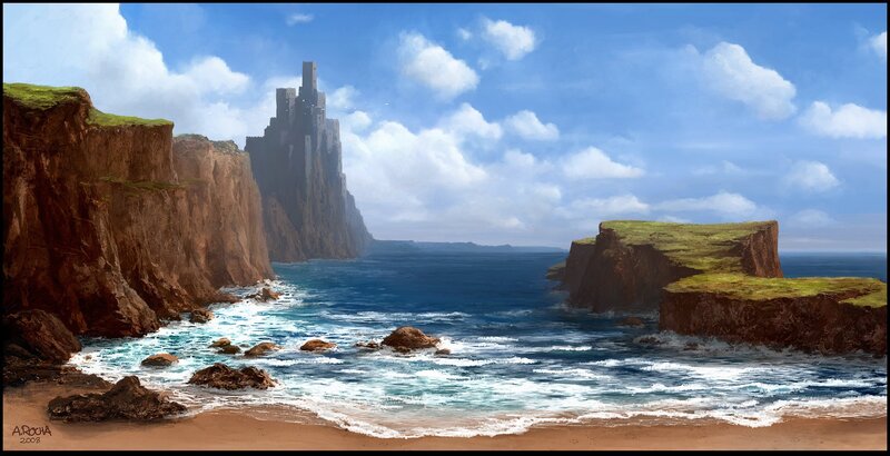 coastal cliffs with castle
