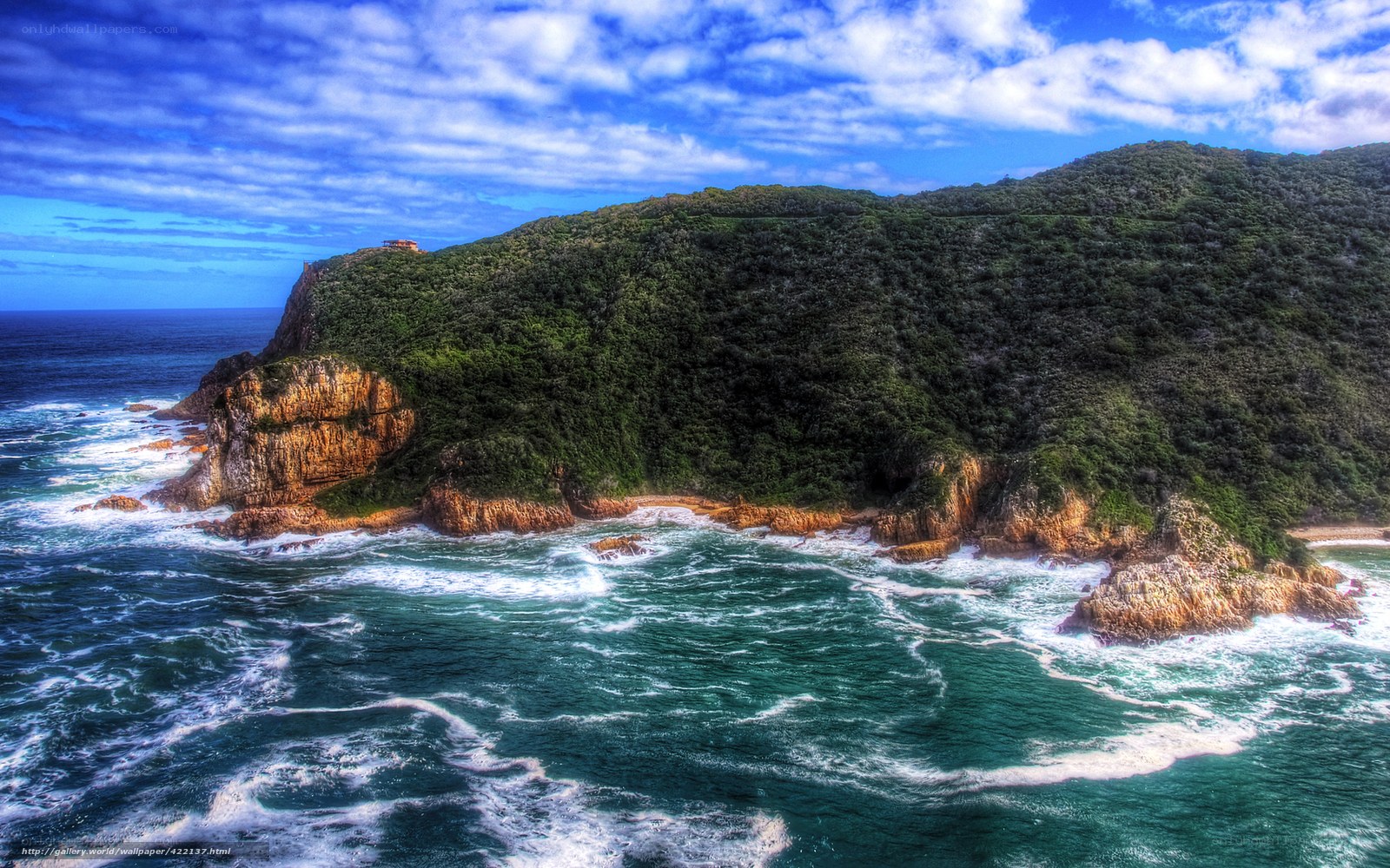 Coastal cliffs with crashing waves