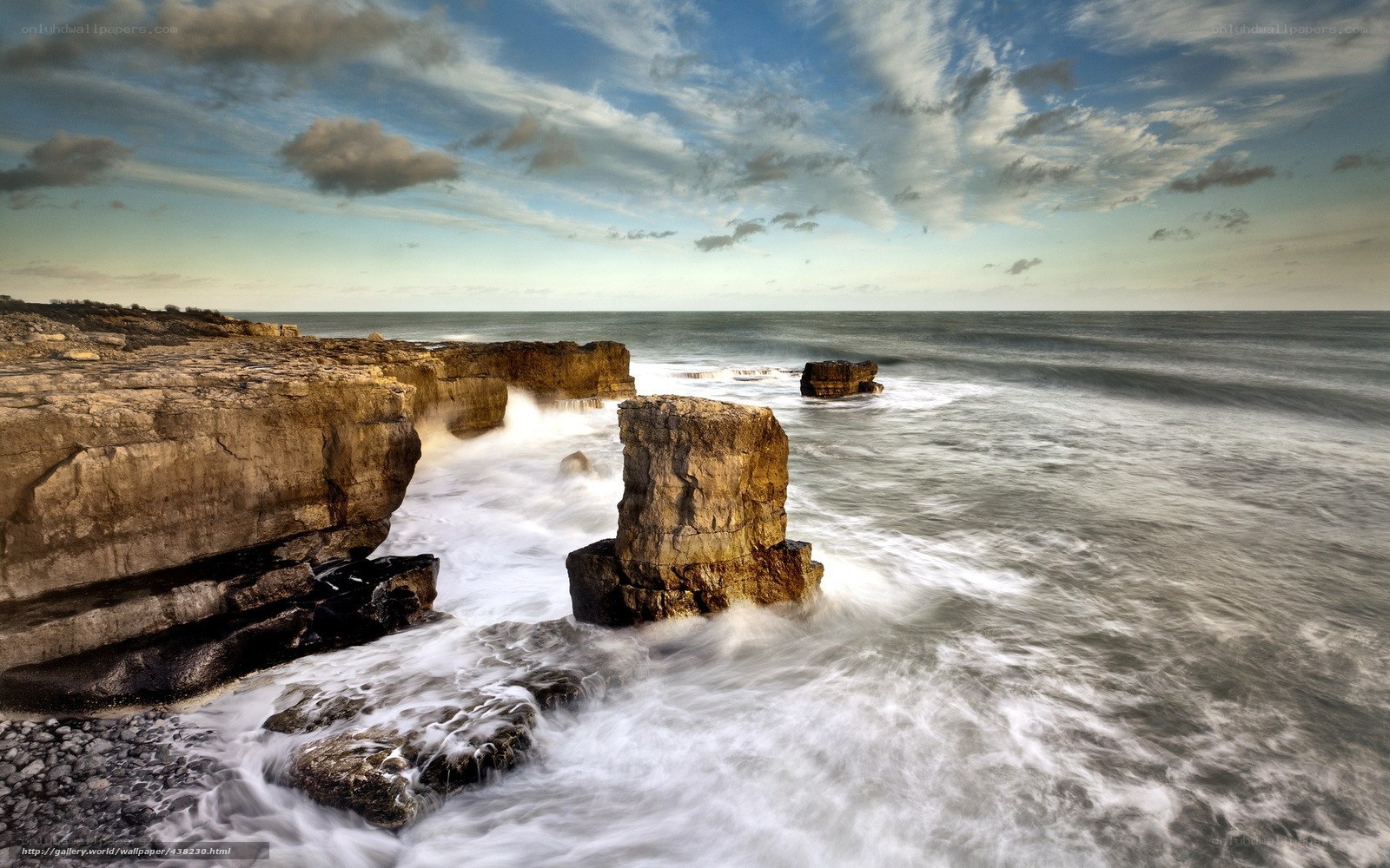 Coastal cliffs with crashing waves