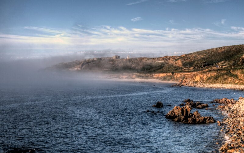 Coastal Cliffs with Fog