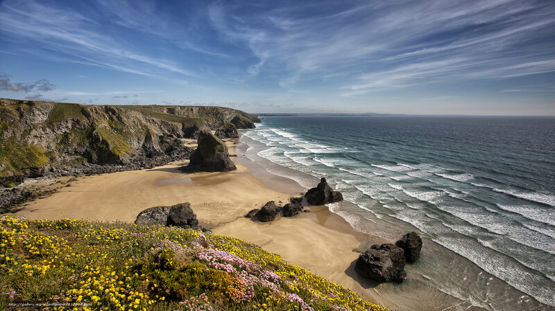 coastal cliffs with sandy beach