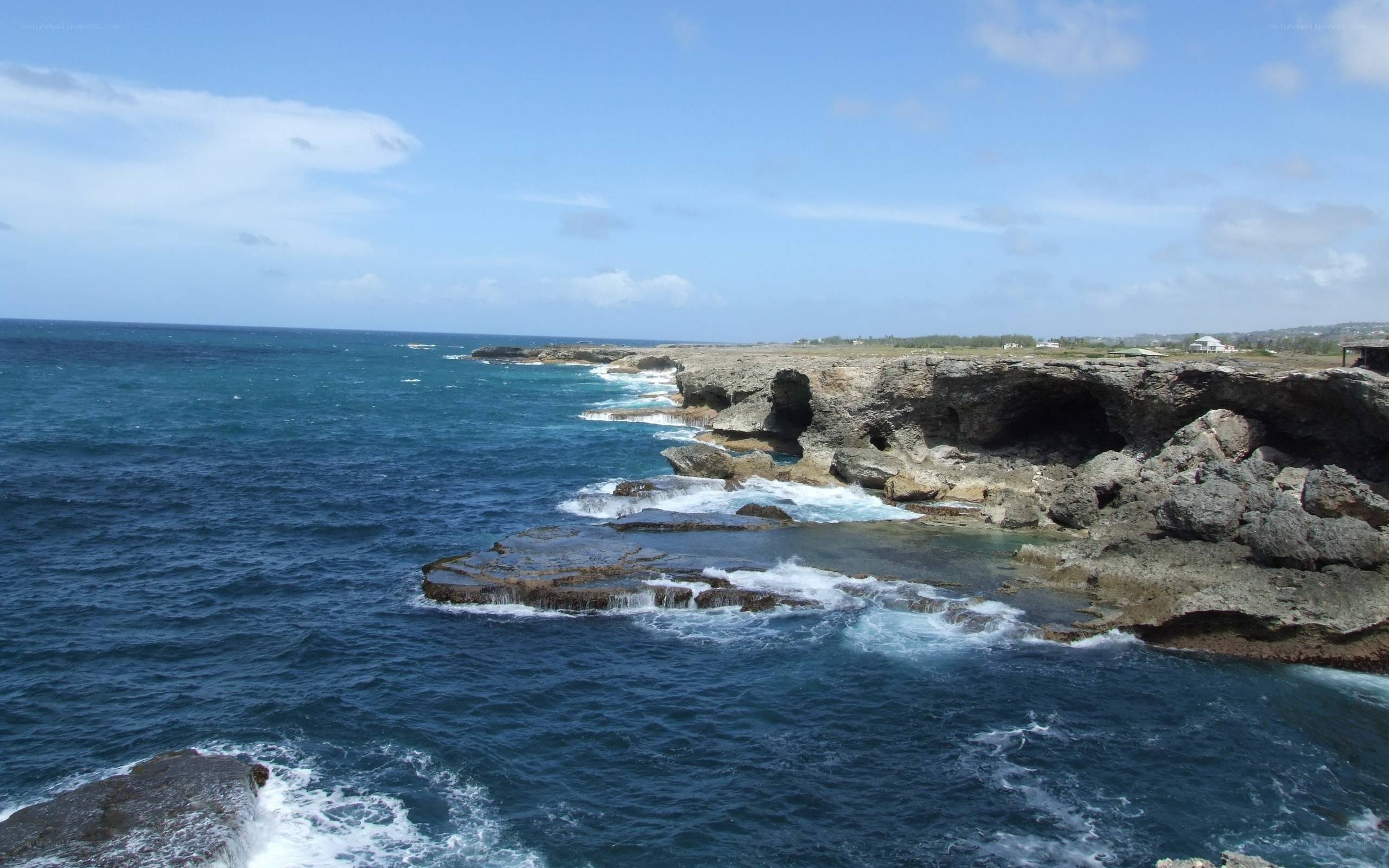 coastal cliffs with sea caves