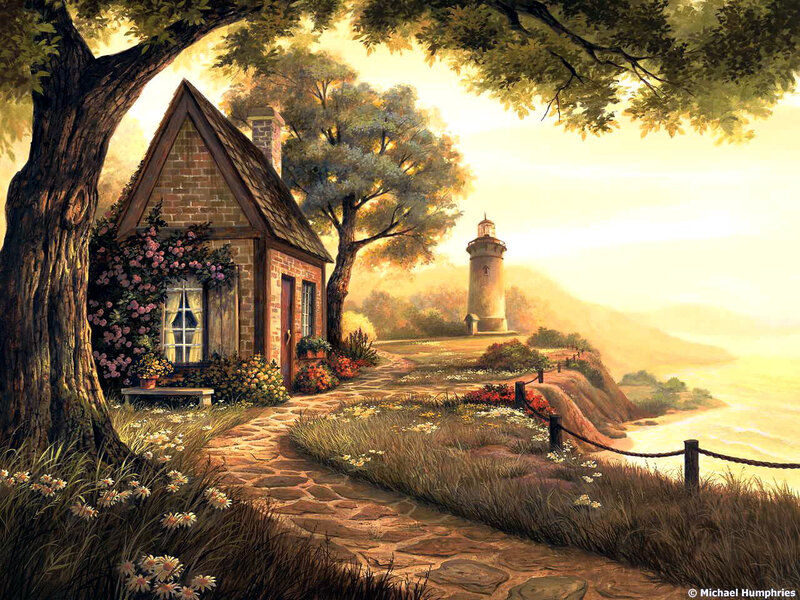 Coastal cottage with lighthouse