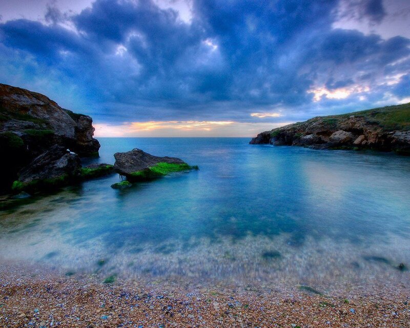 Coastal cove at dusk