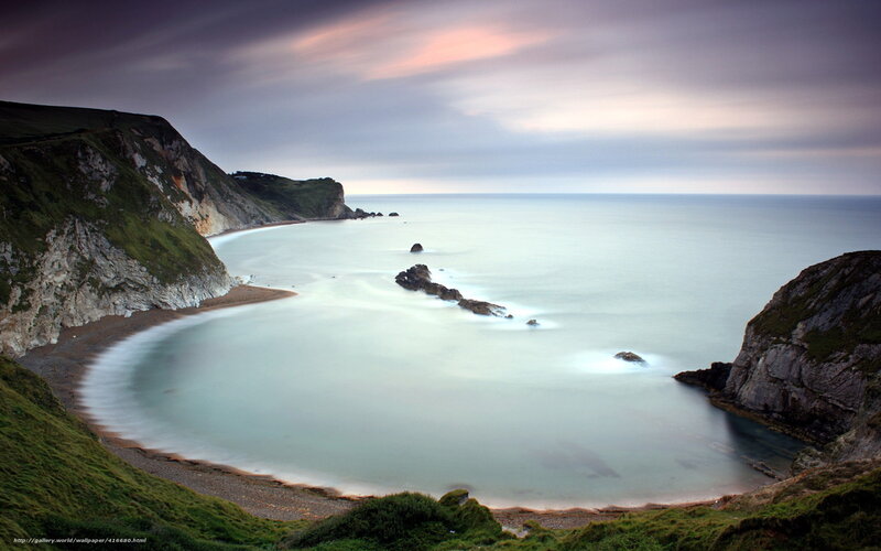 coastal cove at dusk