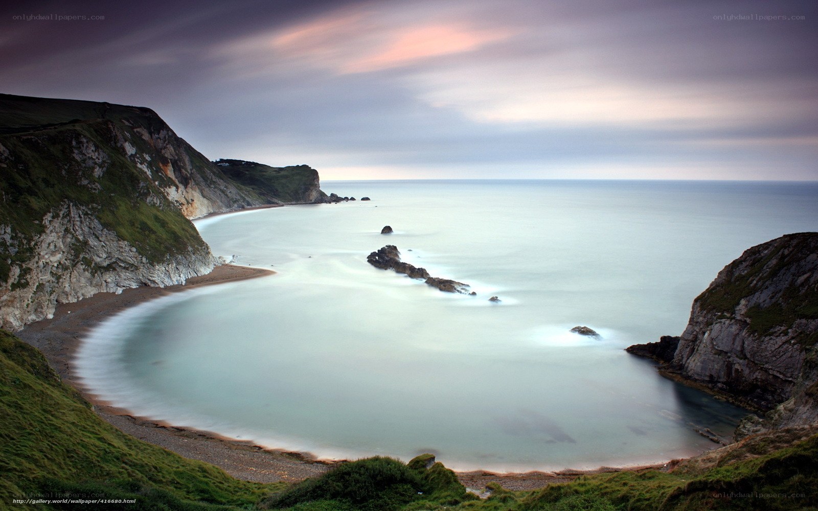 coastal cove at dusk