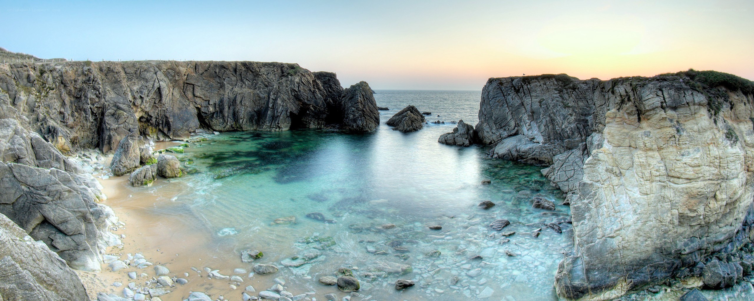 coastal cove at sunset