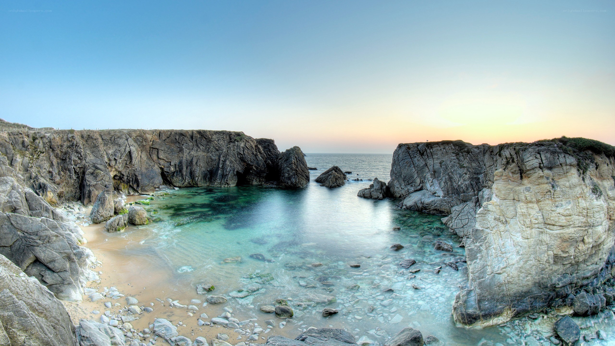 coastal cove at sunset