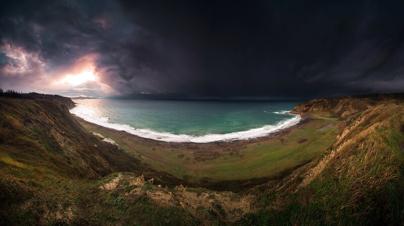 Coastal Cove at Sunset — Green