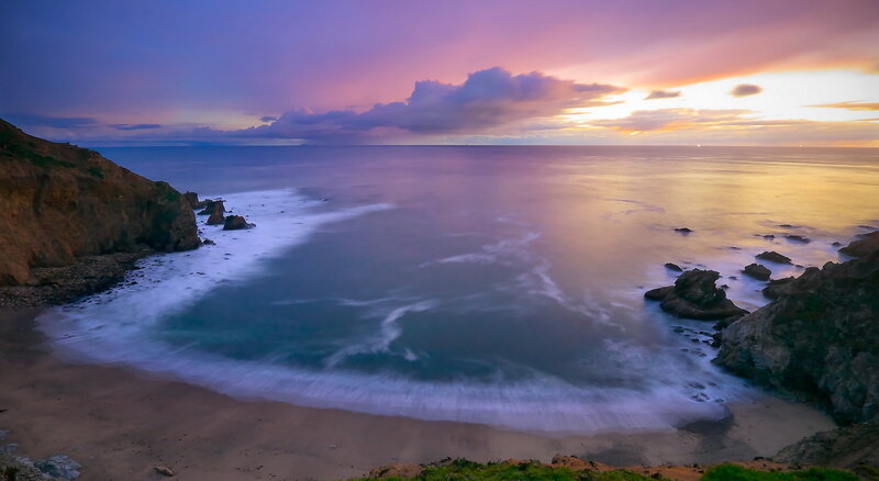 Coastal Cove at Sunset — Purple, Serene