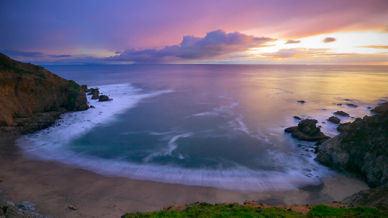 Coastal Cove at Sunset — Purple