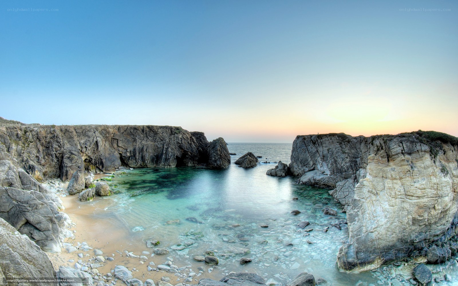 coastal cove at sunset