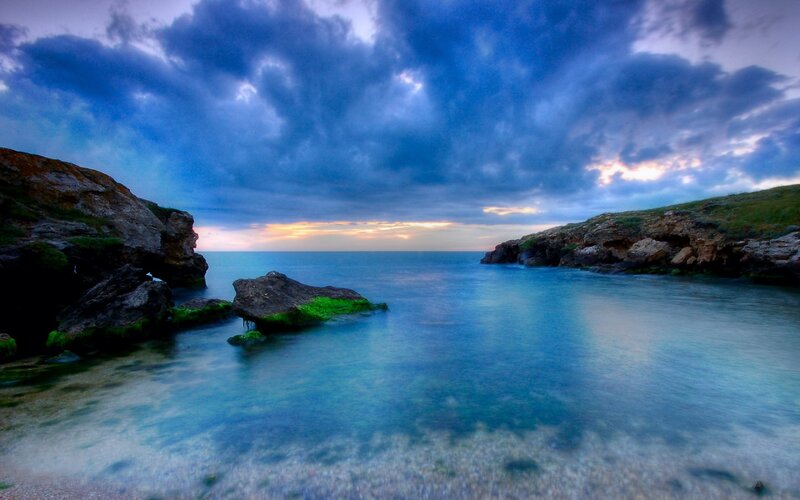 Coastal cove at twilight