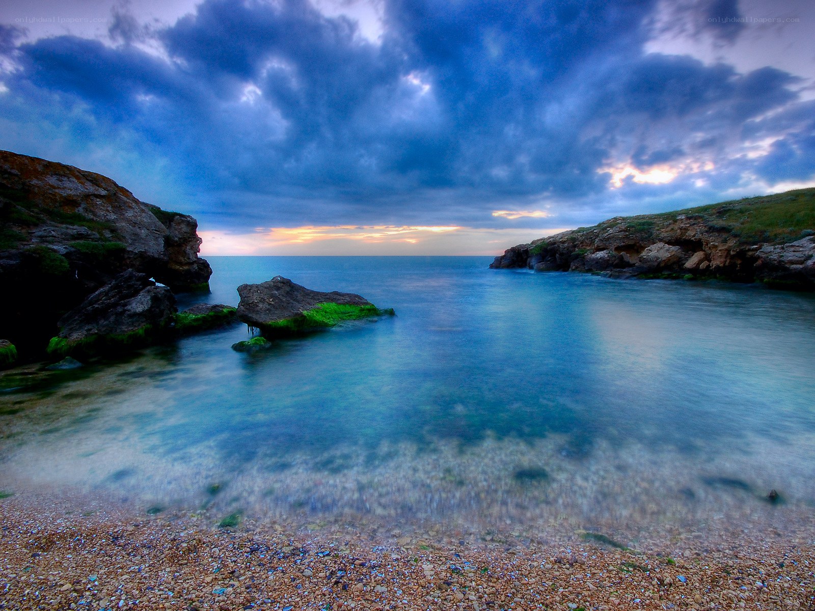 Coastal cove at twilight