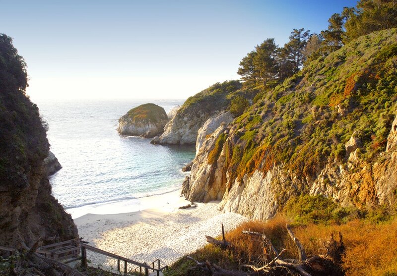 Coastal Cove with Beach — Blue