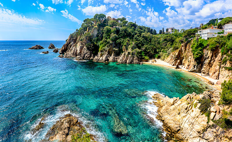 Coastal Cove with Cliffs — Blue, Serene
