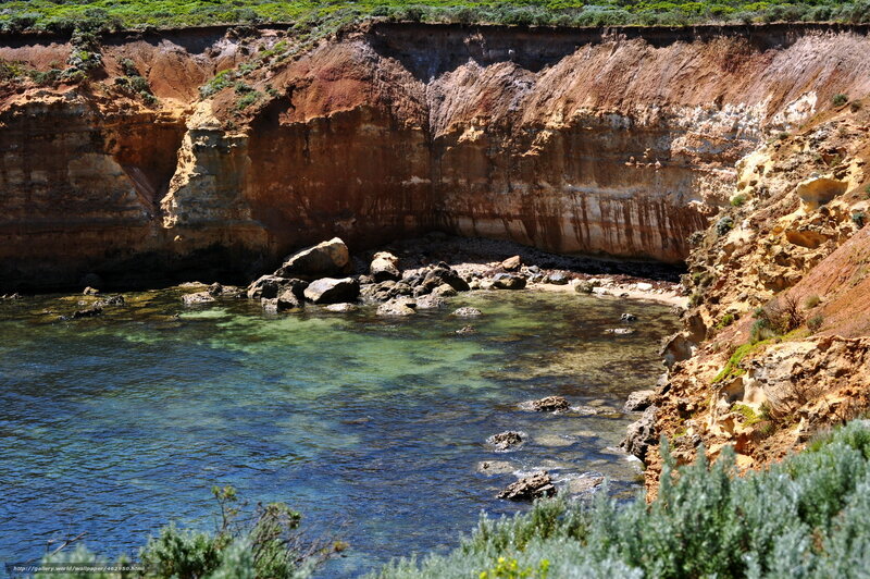 Coastal Cove with Cliffs — Blue
