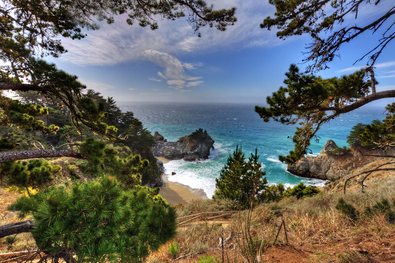 Coastal Cove with Rocks — Blue, Serene, Afternoon