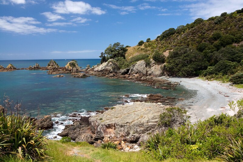 coastal cove with rocky shore
