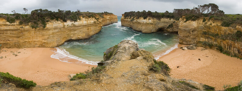 coastal cove with sandy beach