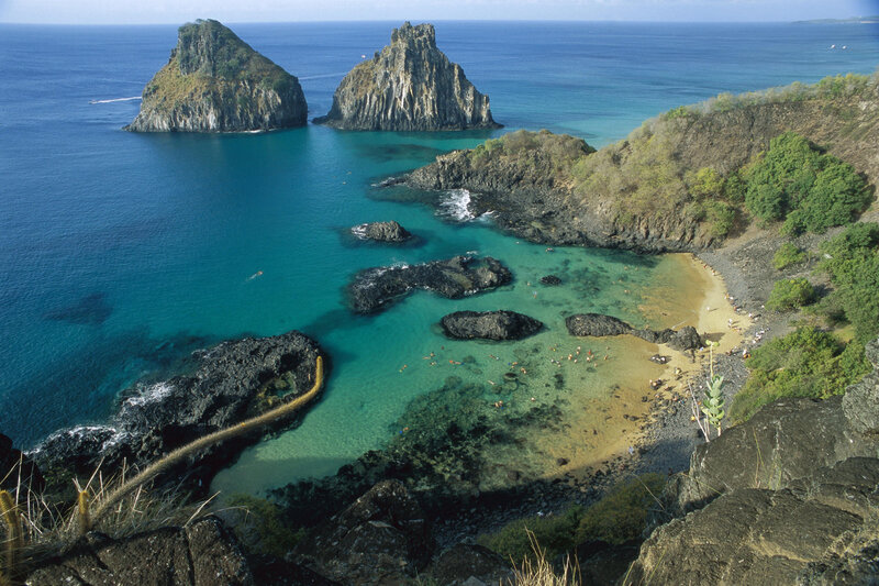 Coastal cove with sea stacks