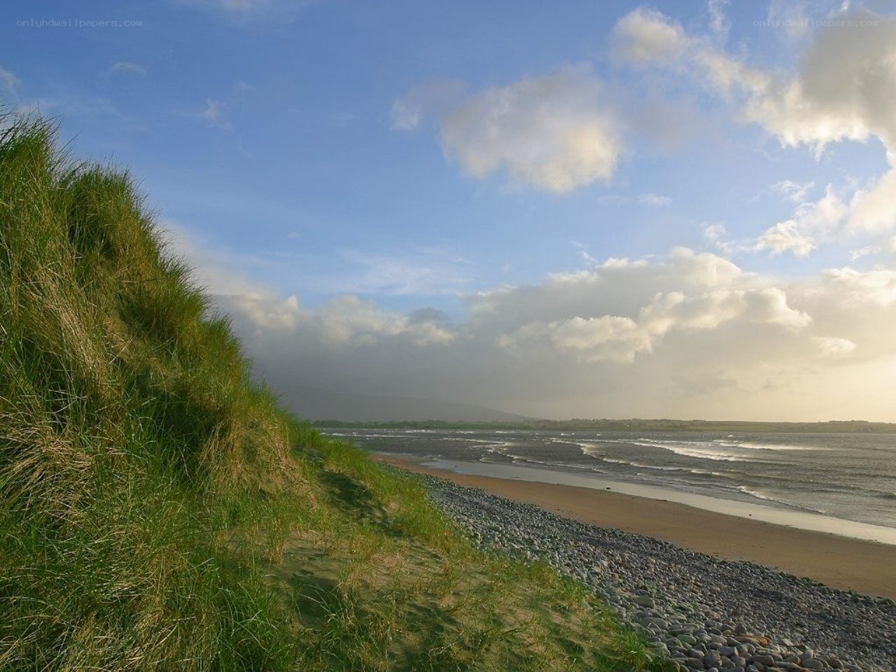coastal dunes and pebble beach