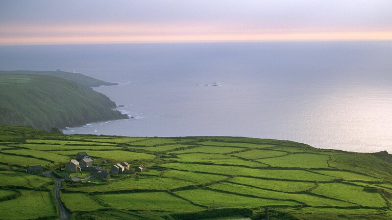 coastal fields at dusk