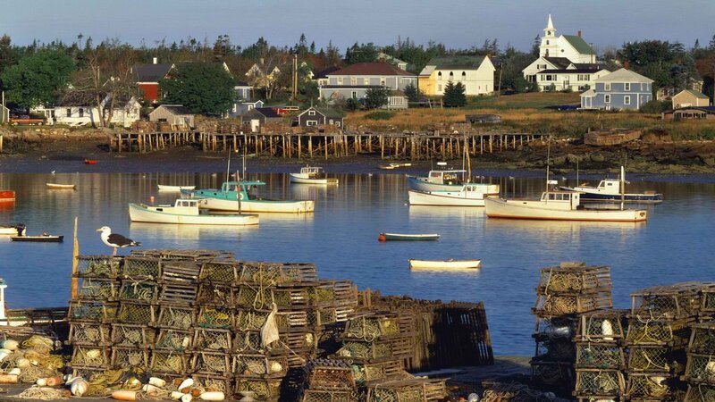 Coastal fishing village harbor