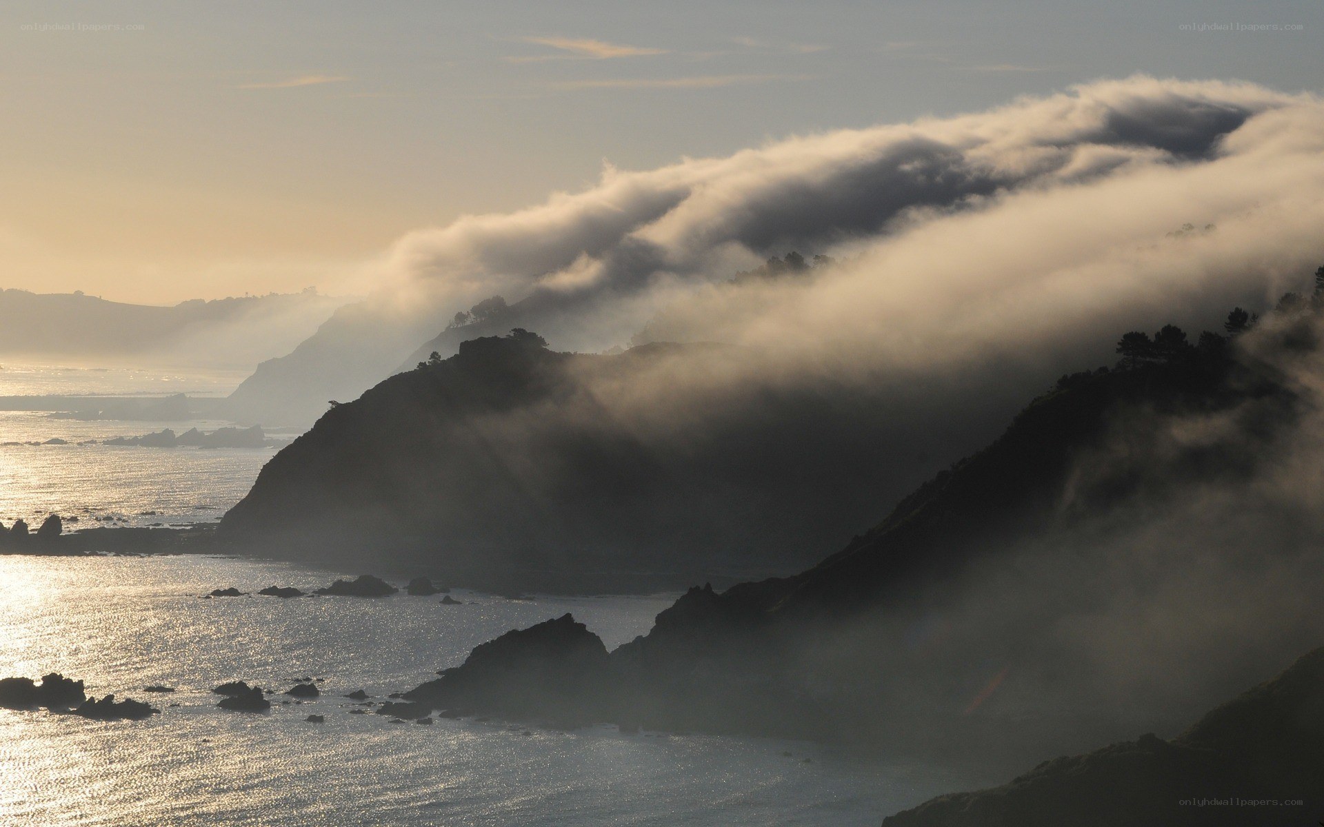 Coastal fog at sunrise