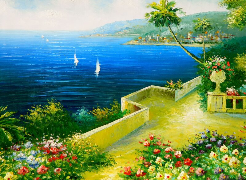 Coastal Garden View — Blue