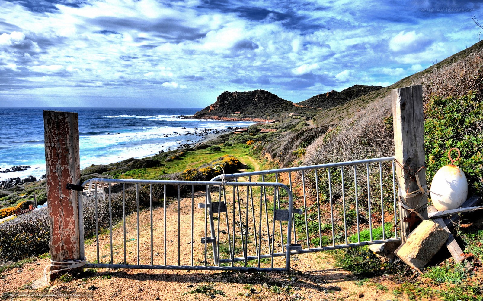 Coastal gate with ocean view