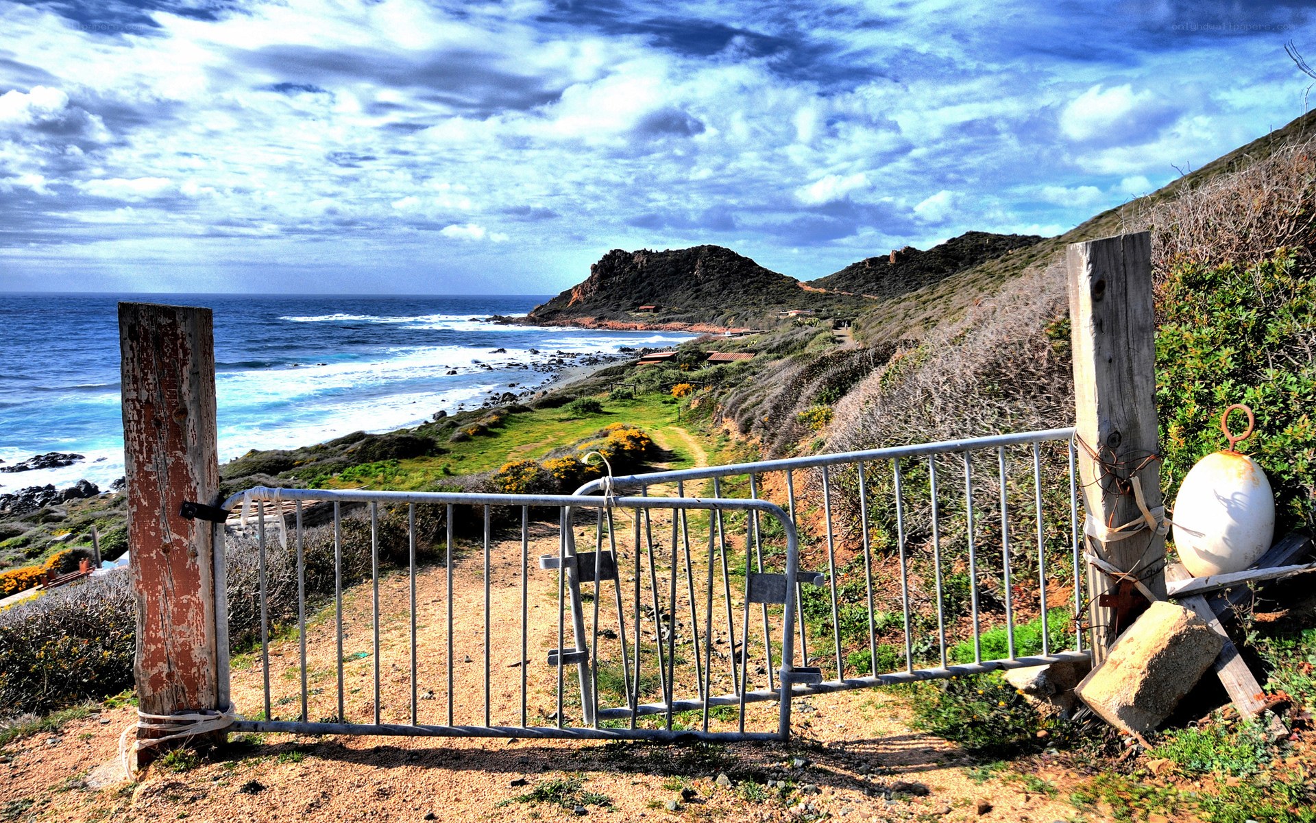 Coastal gate with ocean view