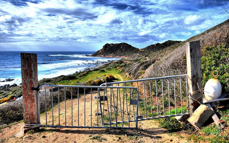 Coastal gate with ocean view