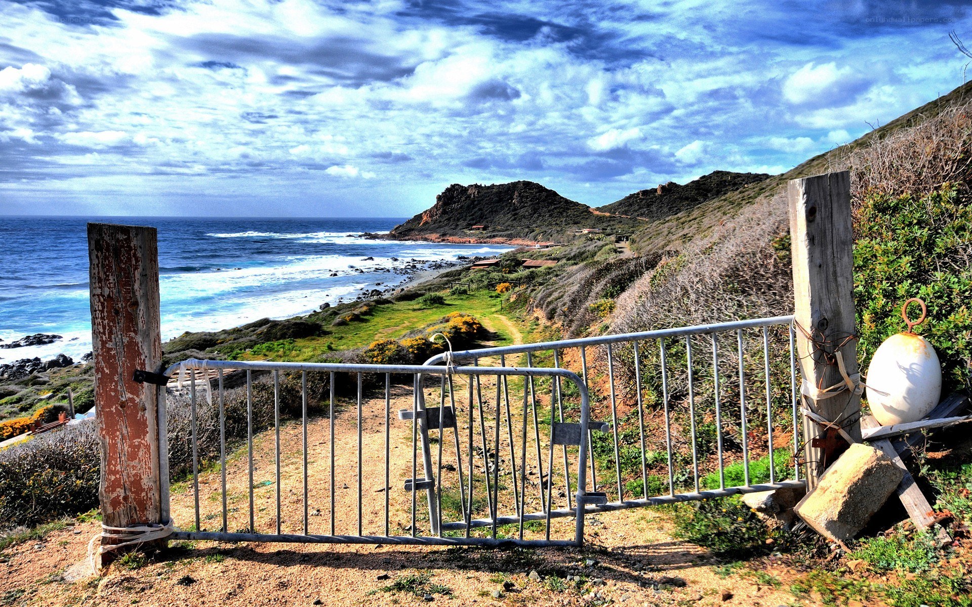 Coastal gate with ocean view