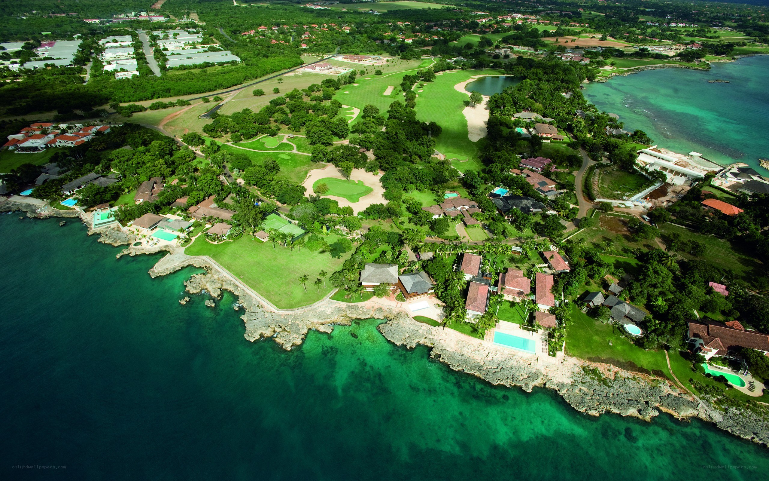 coastal golf resort aerial view