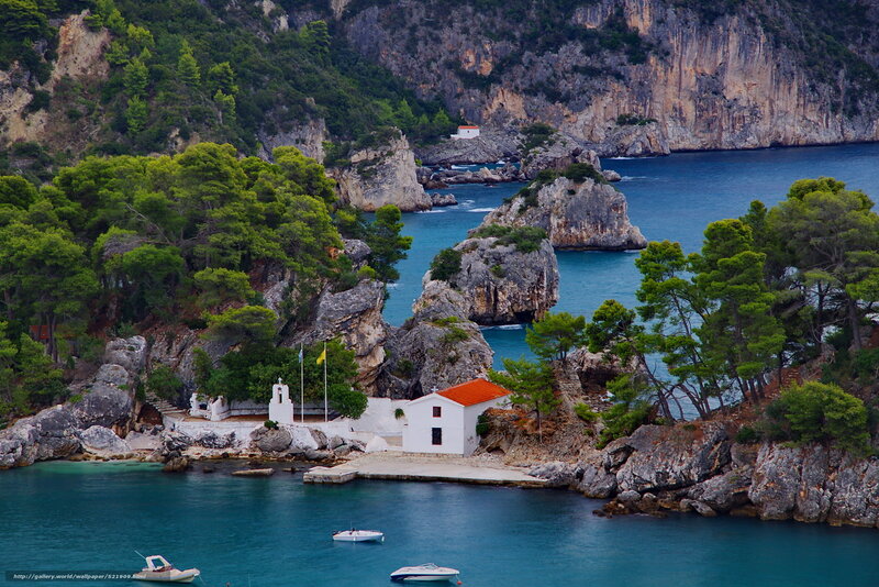 coastal greek village scene