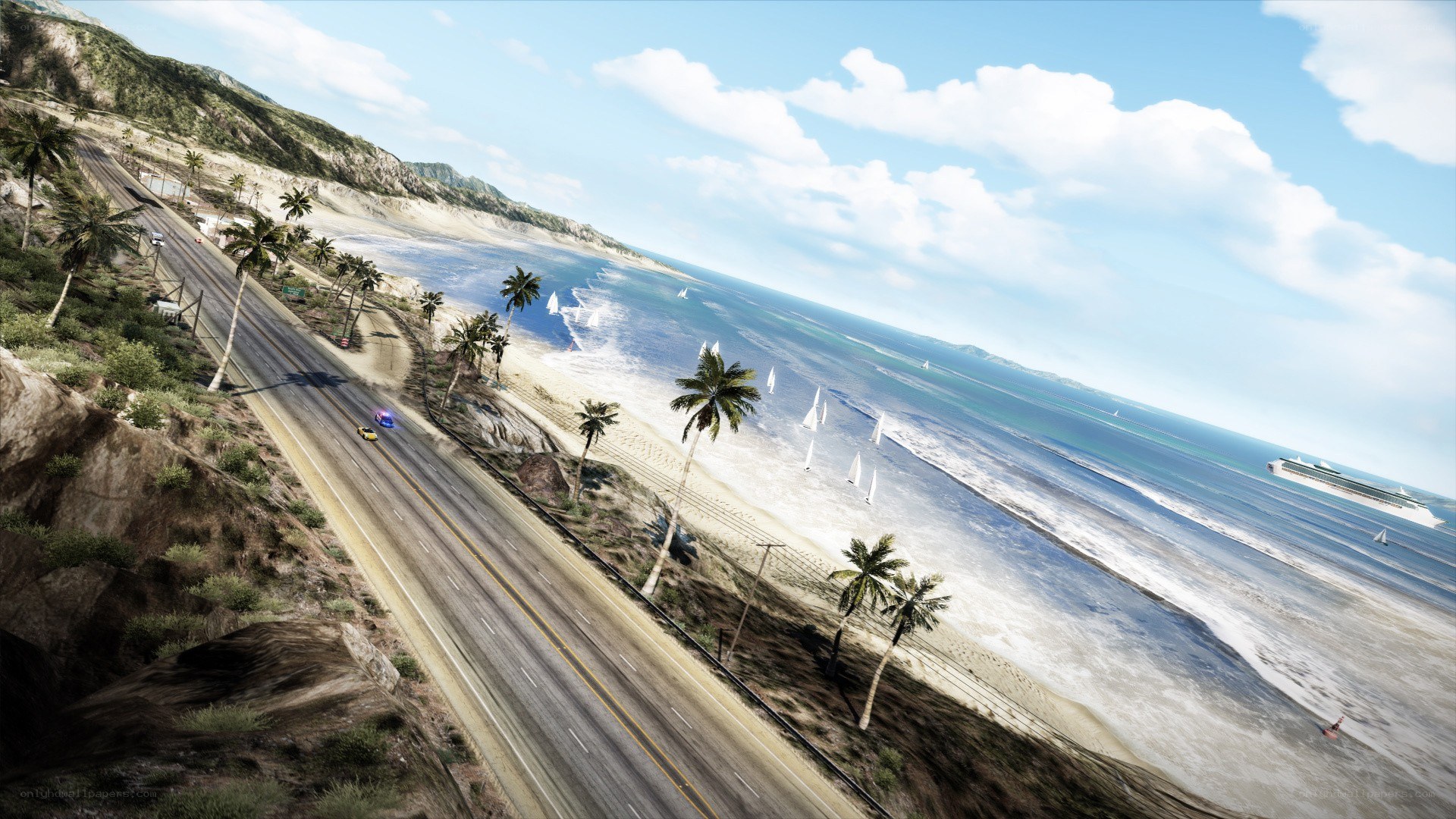 coastal highway with beach