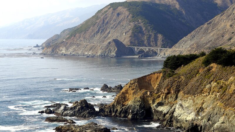 coastal highway with bridge