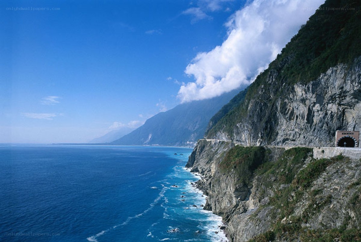 coastal highway with tunnel