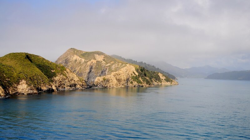 coastal hills and calm sea