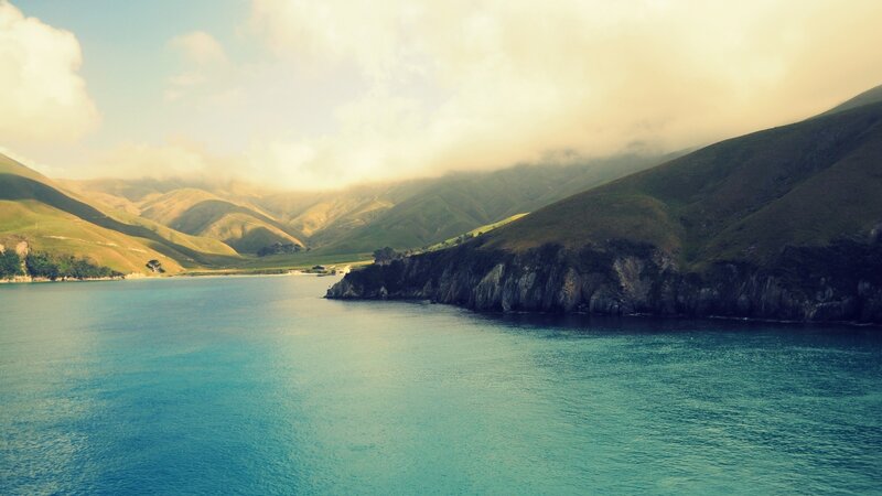 coastal hills and turquoise water