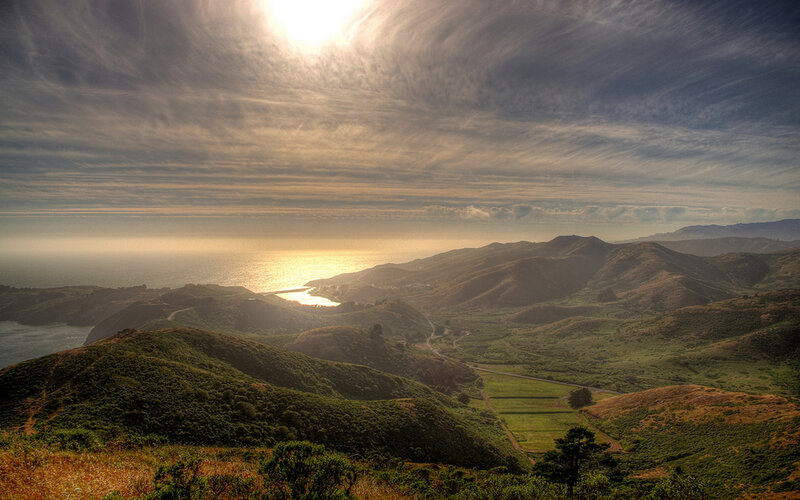 Coastal Hills at Sunset — Green